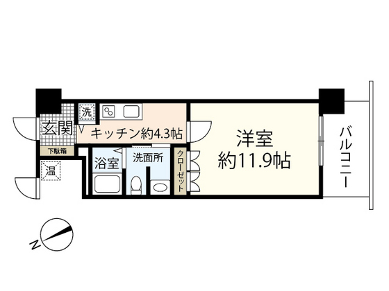 広島市東区若草町のマンションの間取り