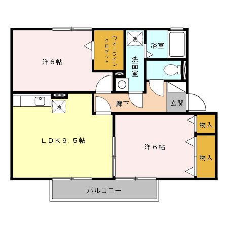 熊本市中央区渡鹿のアパートの間取り