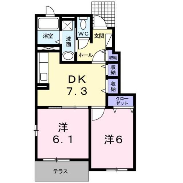 熊本市南区富合町古閑のアパートの間取り