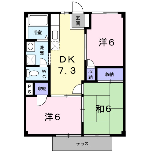 北九州市若松区畠田のアパートの間取り