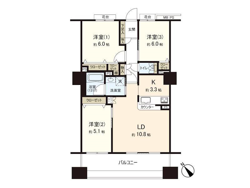 藤沢市南藤沢のマンションの間取り