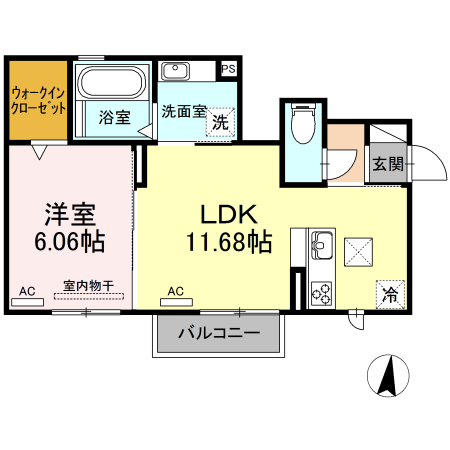 知多市南巽が丘のアパートの間取り