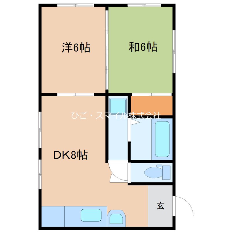 熊本市西区新土河原のアパートの間取り