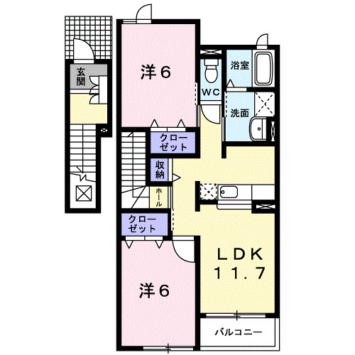 南砺市福光のアパートの間取り