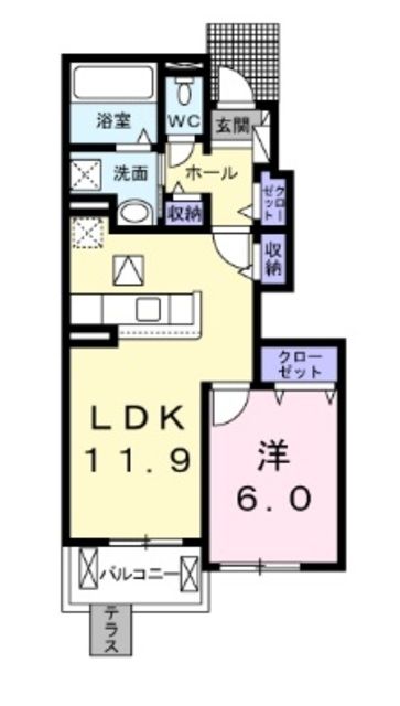 入間郡毛呂山町平山のアパートの間取り