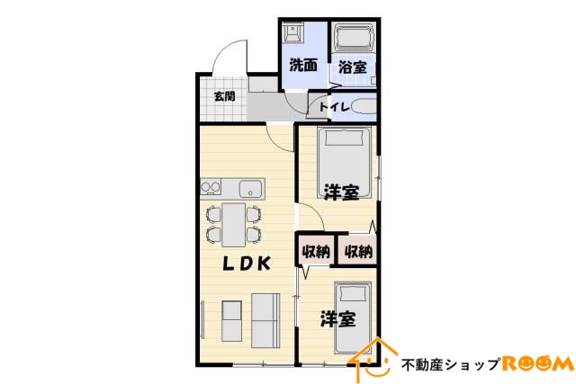 筑後市大字長浜のアパートの間取り