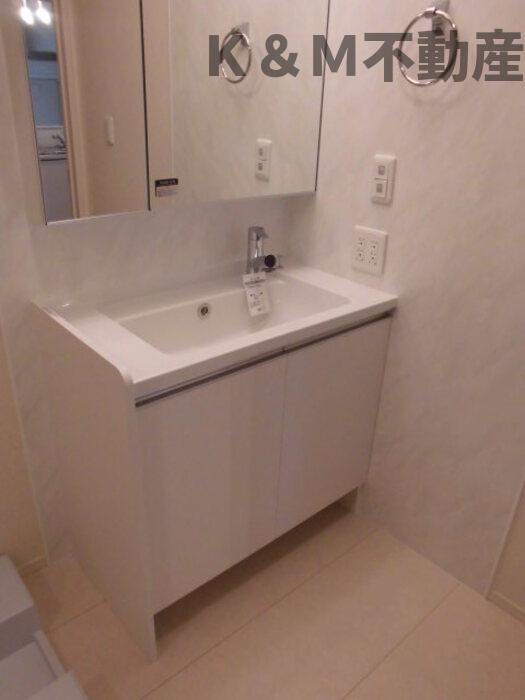 洗面設備　スペースが確保できる洗面所です