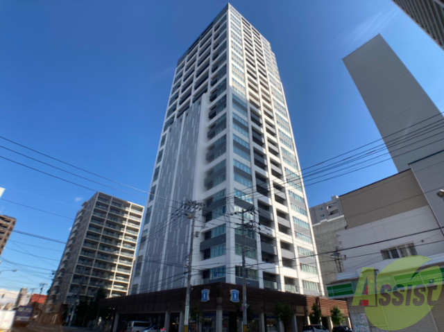 建物外観　札幌市中央区南３条東「ラフィネタワー札幌南３条」