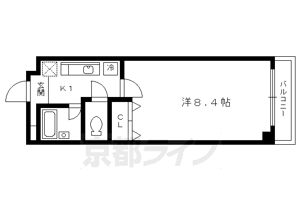 京福電鉄北野線 北野白梅町駅 徒歩14分 4階建 築28年の間取り写真