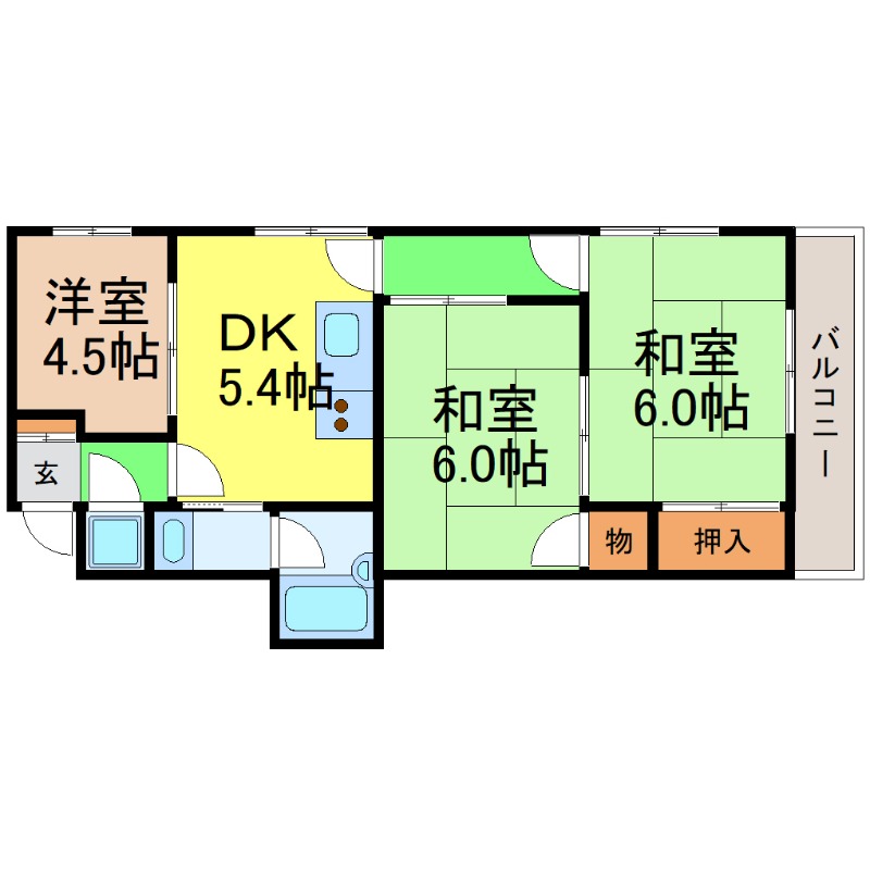 地下鉄鶴舞線 御器所駅 徒歩3分 5階建 築46年の間取り写真