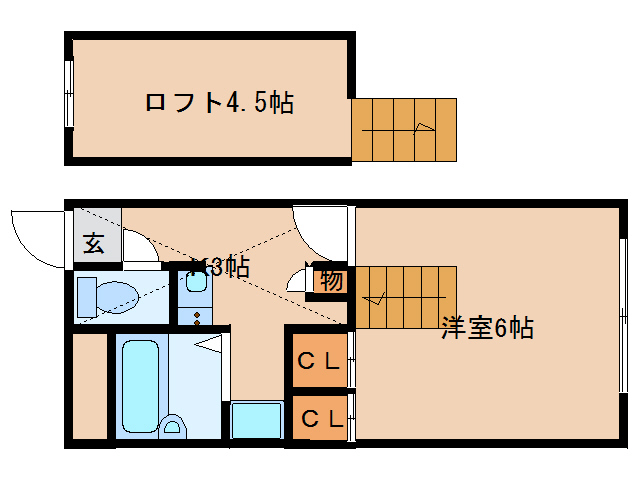 奈良市西大寺赤田町のマンションの間取り