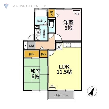 新潟市東区有楽のアパートの間取り