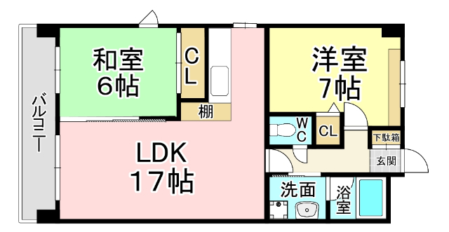 北九州市小倉南区南方のマンションの間取り