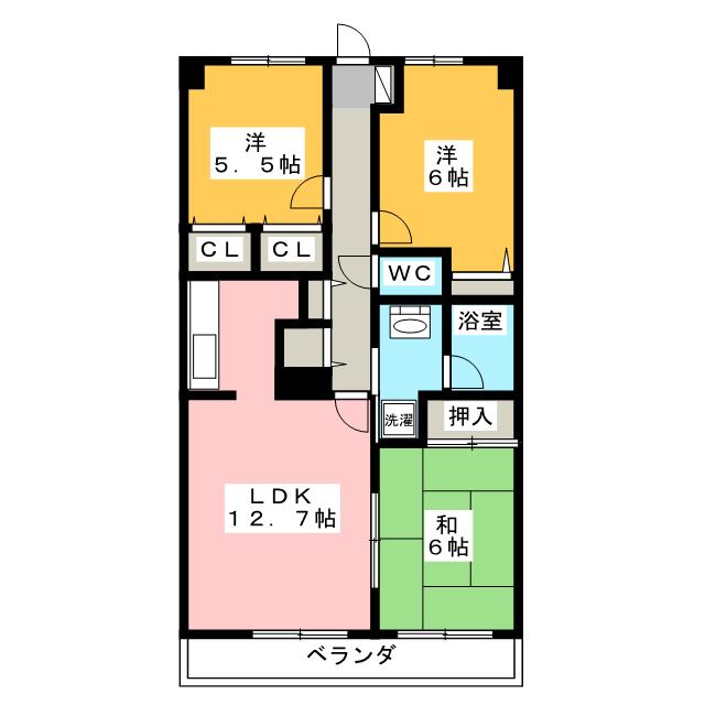 マンションベルシーの間取り