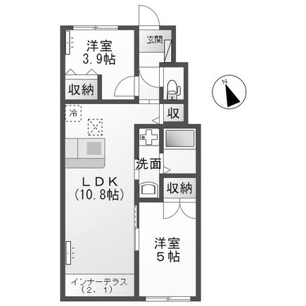 【古河市三杉町のアパートの間取り】