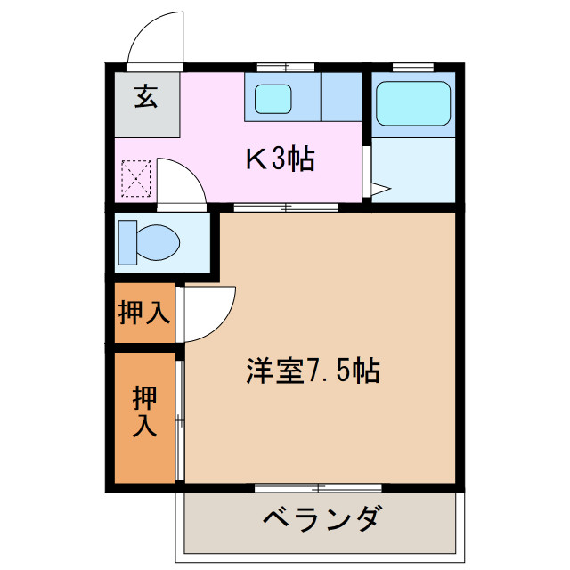 津市一身田平野のアパートの間取り