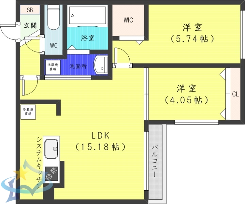 札幌市西区二十四軒三条のマンションの間取り