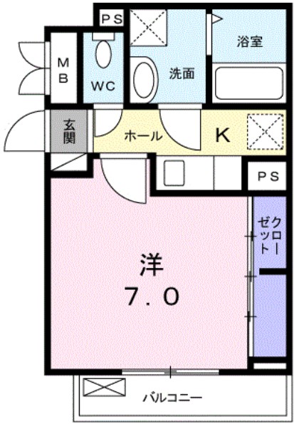 岡山市北区白石東新町のアパートの間取り