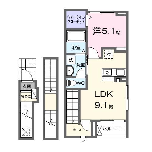 北九州市小倉南区守恒のアパートの間取り