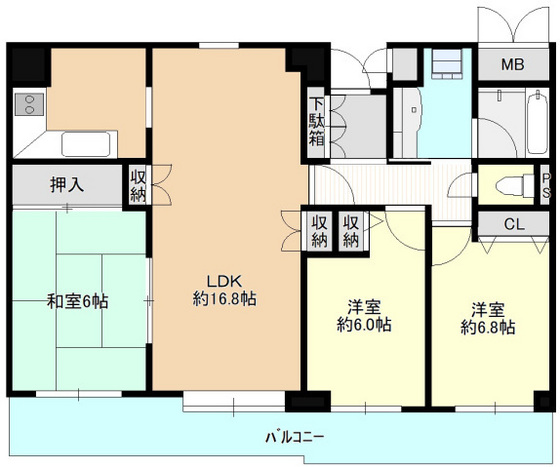 【広島市西区井口台のマンションの間取り】