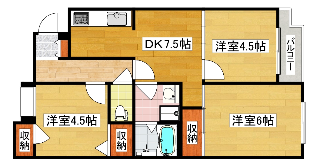 大阪市住之江区浜口西のマンションの間取り