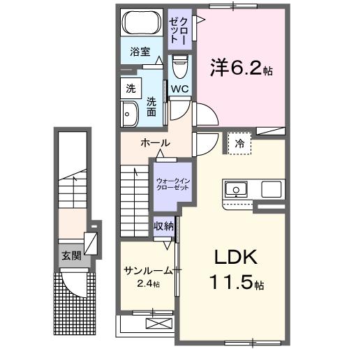 浜松市中央区恩地町のアパートの間取り