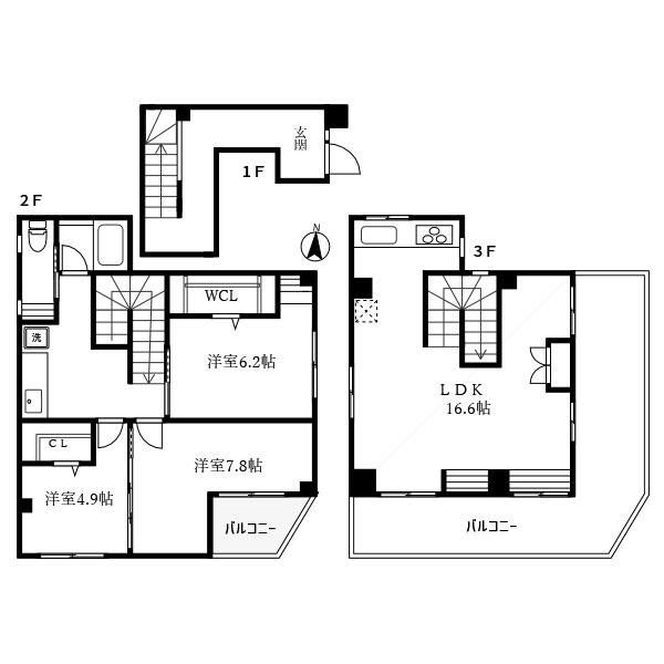 墨田区緑のマンションの間取り