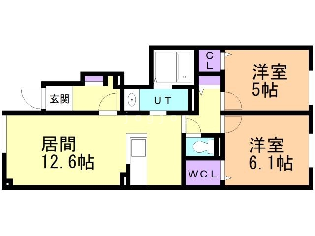 名寄市西十一条南のアパートの間取り