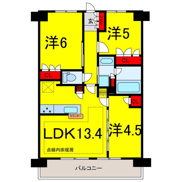 四街道市四街道のマンションの間取り