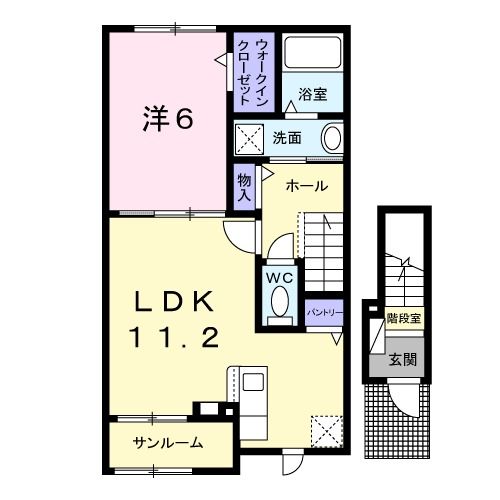 水戸市東赤塚のアパートの間取り