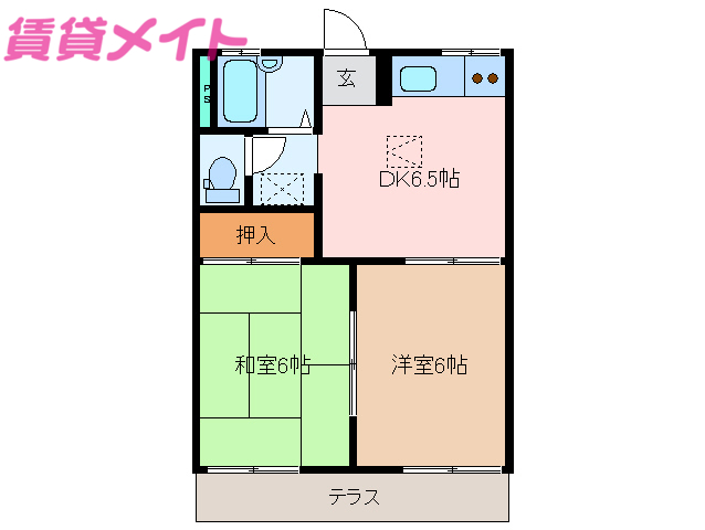 松阪市川井町のアパートの間取り