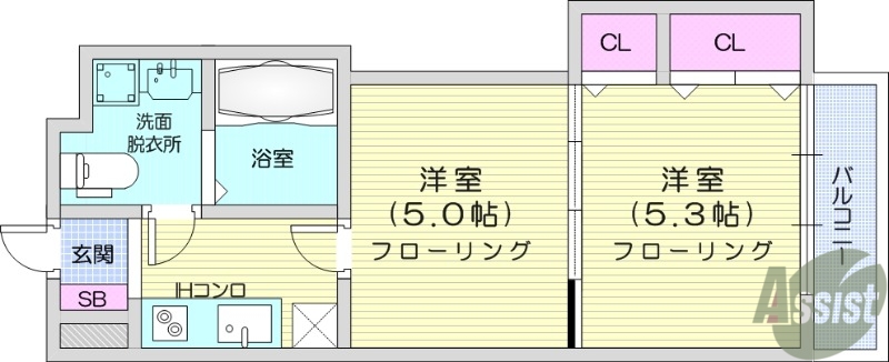 仙台市青葉区錦町のマンションの間取り