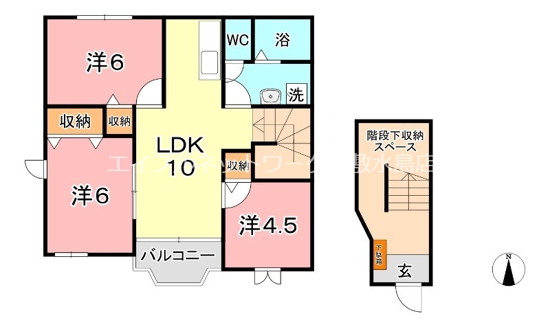 倉敷市北畝のアパートの間取り