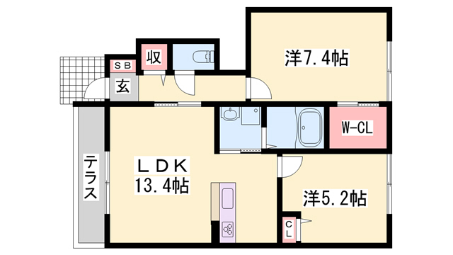 姫路市別所町別所のアパートの間取り