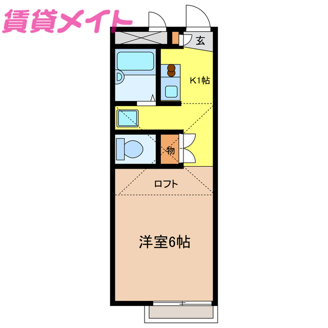 津市雲出本郷町のアパートの間取り