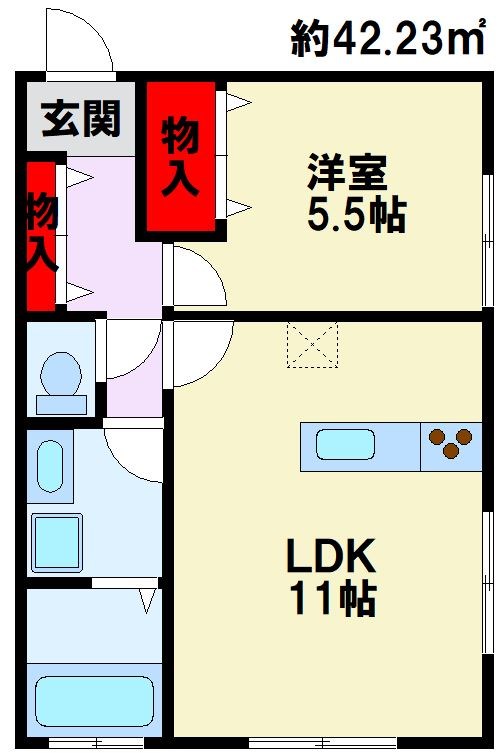 中間市中間のアパートの間取り