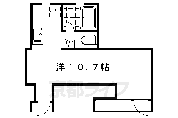 京都市左京区一乗寺払殿町のマンションの間取り