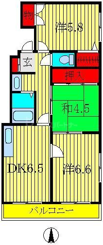 柏市亀甲台町のマンションの間取り