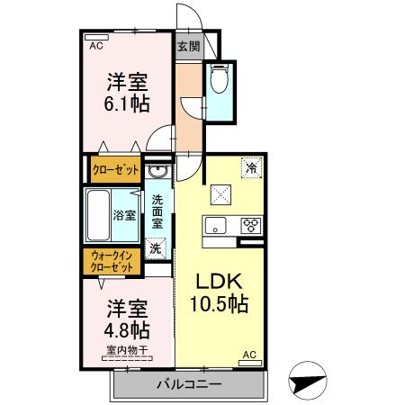 瀬戸内市邑久町山田庄のアパートの間取り