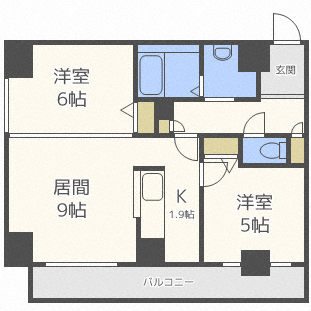 札幌市中央区南三条西のマンションの間取り