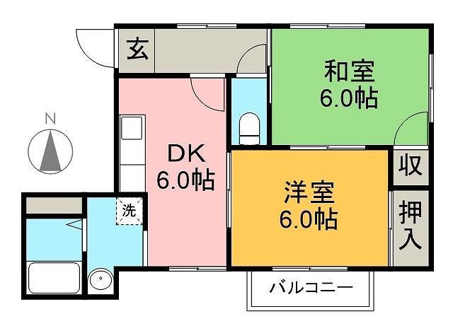 ＪＲ土讃線 入明駅 徒歩18分 2階建 築37年の間取り写真