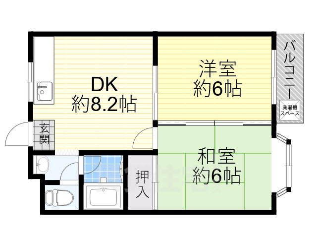 ＪＲ片町線 徳庵駅 徒歩8分 4階建 築39年の間取り写真