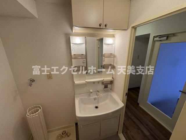 洗面設備　シャワー付きドレッサー+室内洗濯機置き場