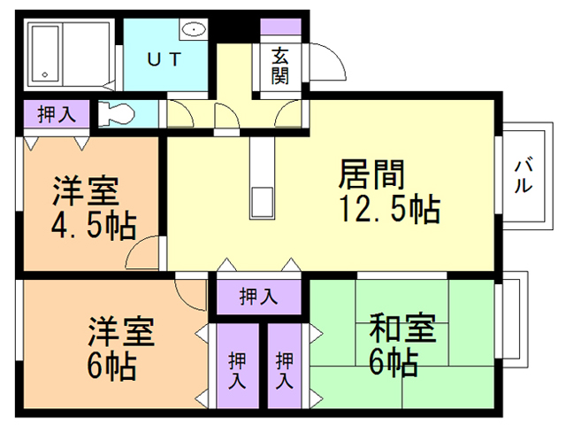 パナハイツミワ　Ａ棟の間取り