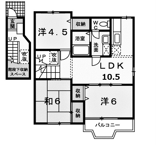 高崎市上佐野町のアパートの間取り