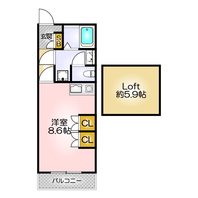 神戸市長田区水笠通のマンションの間取り