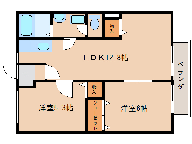 磯城郡田原本町大字三笠のアパートの間取り