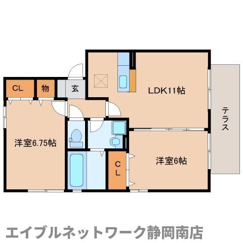 【焼津市八楠のアパートの間取り】