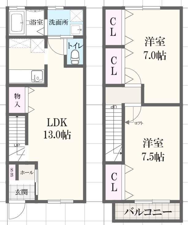 姫路市飾磨区中島のアパートの間取り