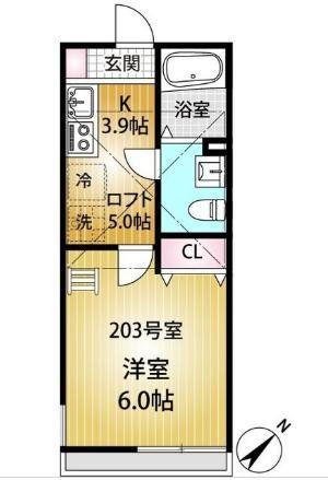 【横浜市緑区鴨居のアパートの間取り】